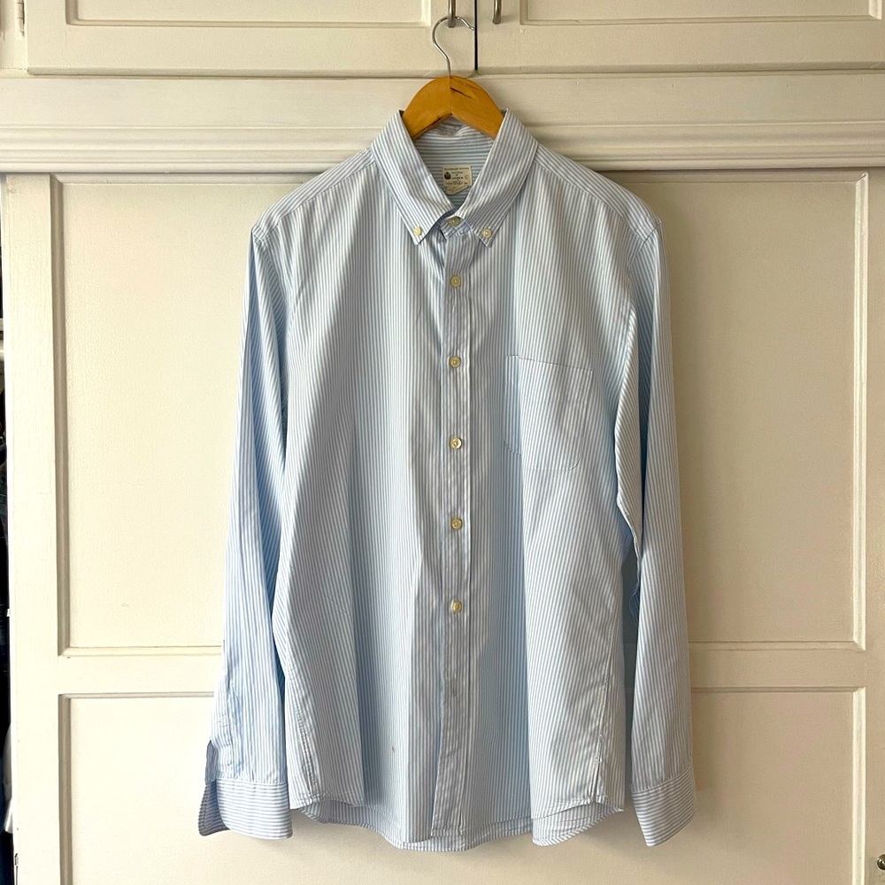J Crew light blue pinstripe button down shirt